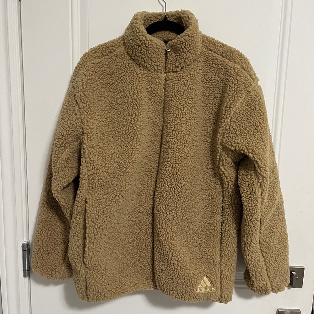 NWT - Adidas Adult Sherpa/Teddy Fleece Zip Jacket - Men M/Women L